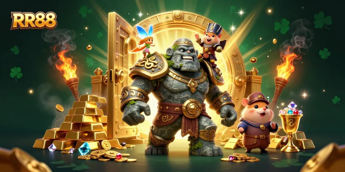 RR88 players enjoy the thrill of winning in a vibrant and richly detailed casino scene.