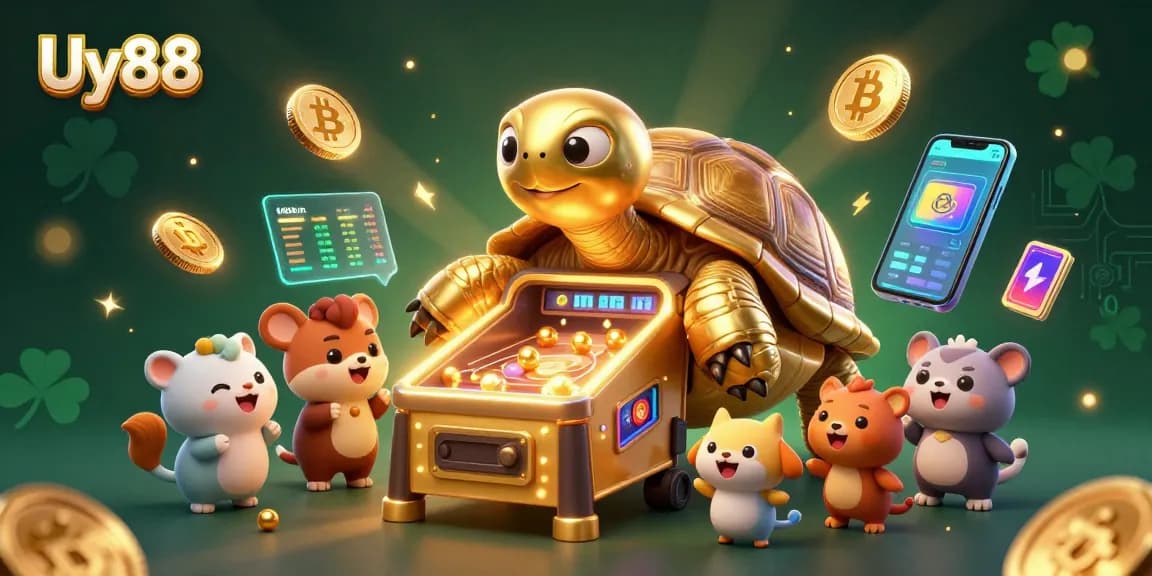 Experience the thrilling vibes of Uy88's gaming scene with vibrant characters and dynamic casino elements.