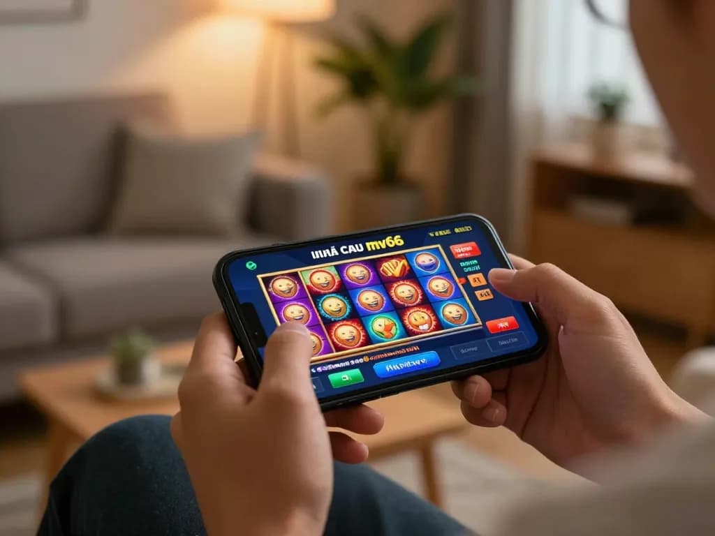 Engaging gameplay at Nhà cái mv66 through mobile app with vibrant casino interface.