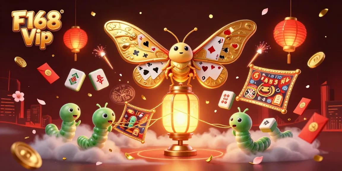 Experience the vibrant F168 Vip adventure with stunning golden motifs and dynamic casino elements.