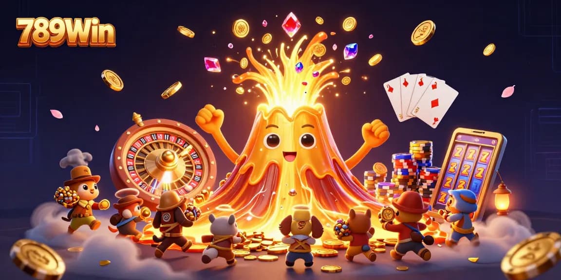 789Win captures the thrill of casino gaming with a vibrant scene of treasure, games, and excitement.