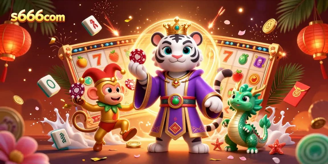 Experience the excitement of s666com with an engaging 3D casino illustration featuring vibrant gaming elements.