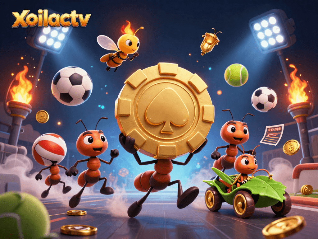 Engage in thrilling bets at xoilactv while a cartoon heist team steals a giant poker chip.