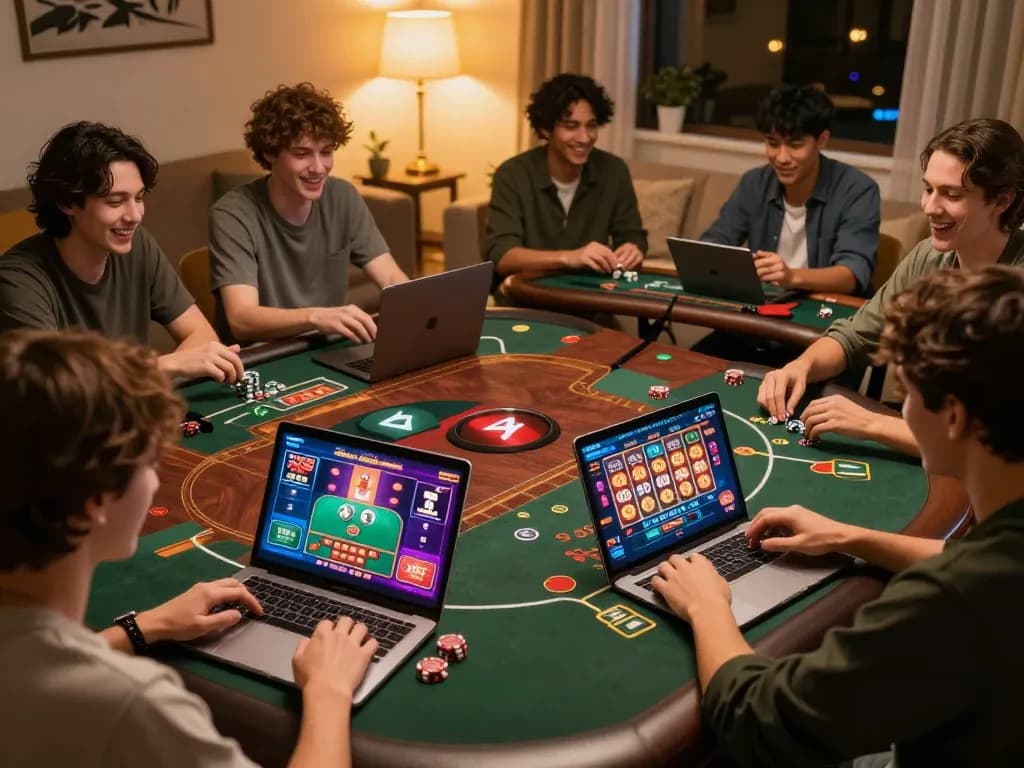 Players enjoying online casino games at home with xoso66com on their screens, showcasing a fun and strategic gaming experience.