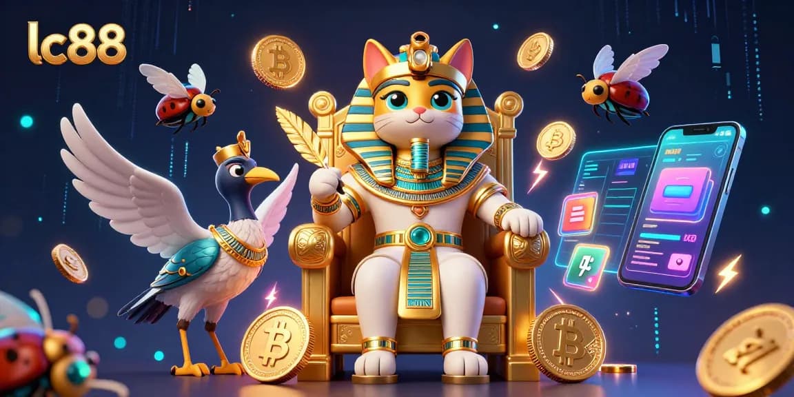 Engage with lc88's thrilling casino experience featuring vibrant 3D characters and crypto elements.