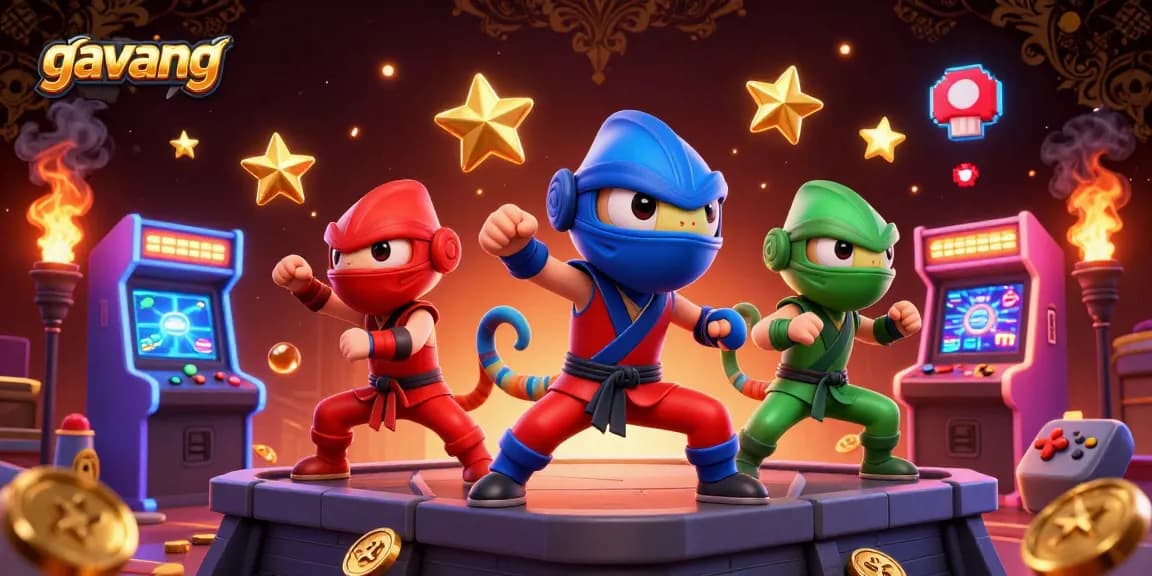 Experience the dynamic 'gavang' interactions of ninja chameleons in a vibrant casino-themed setting.