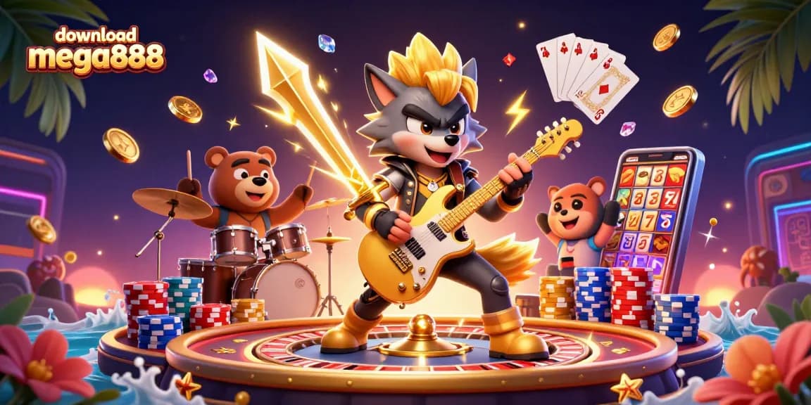 Download Mega888 and win big with exciting casino games featuring vibrant 3D characters in action.
