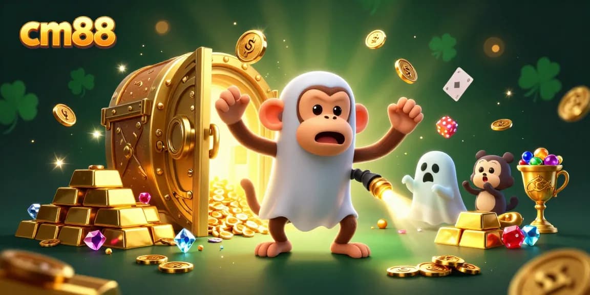 Experience thrilling fun with cm88 as a poltergeist monkey juggles gold at a lively casino.