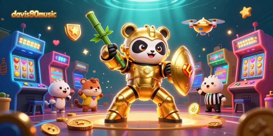 Engage with davis80smusic in a vibrant casino-themed scene featuring animated characters and gaming elements.
