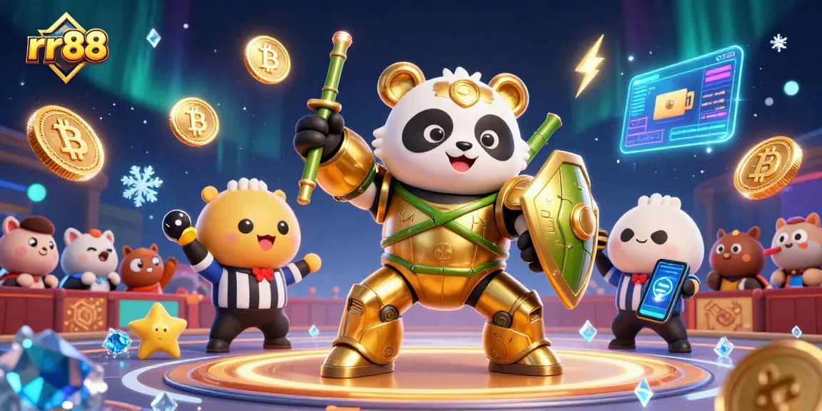 Join the action at rr88, where the golden panda battles for rewards amidst dynamic crypto elements.