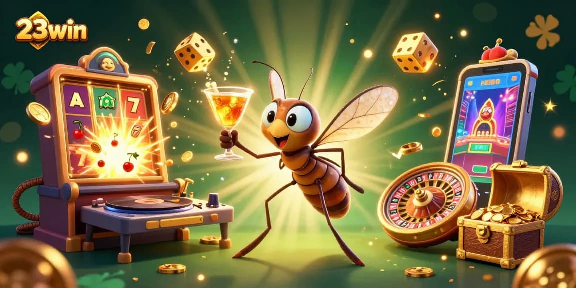 Experience the thrill of 23win with a vibrant 3D casino illustration showcasing unique characters