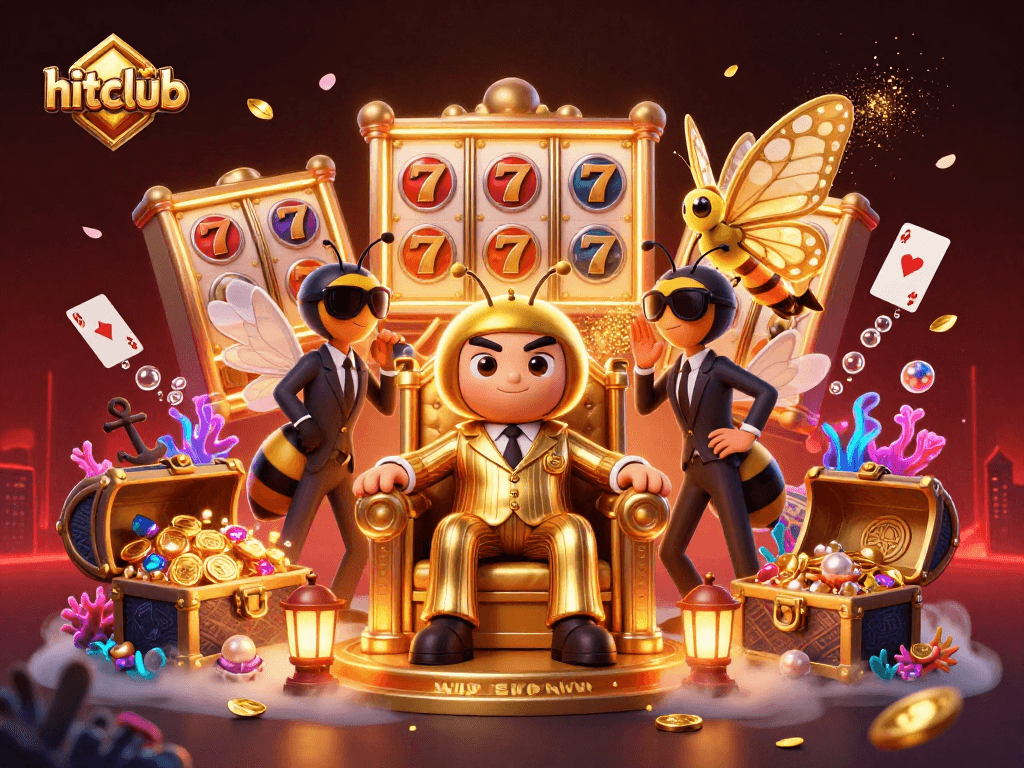 Engage with the hitclub gaming experience, featuring immersive 3D characters and vibrant slot elements.