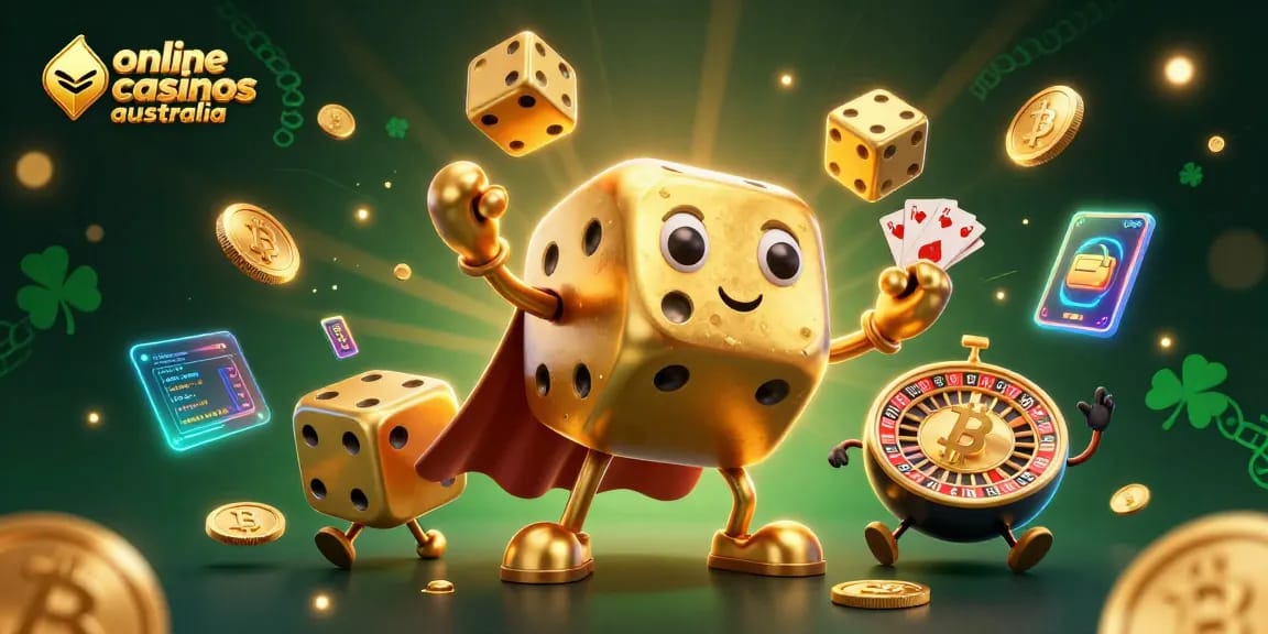 Engaging scene showcasing online casinos Australia features with vibrant 3D gambling elements.