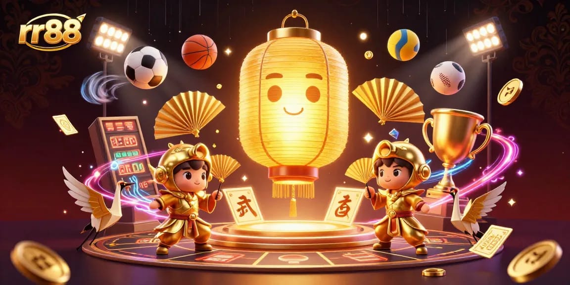 rr88 transforms gameplay with vibrant casino elements, showcasing sports betting excitement in a dynamic scene.