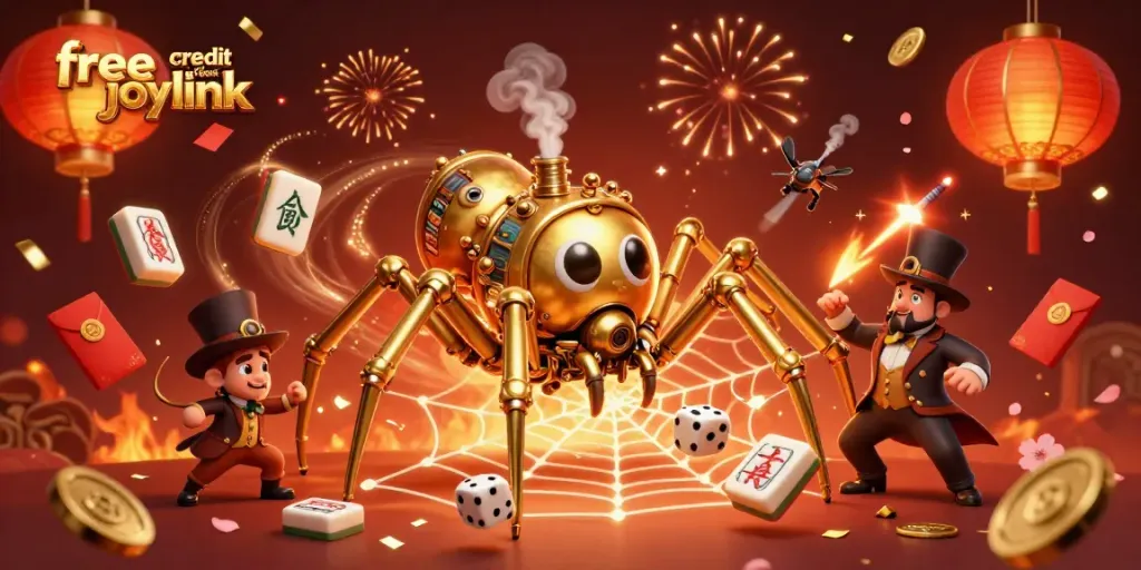 Claim your free credit no deposit joylink bonuses with a colorful casino-themed 3D illustration.