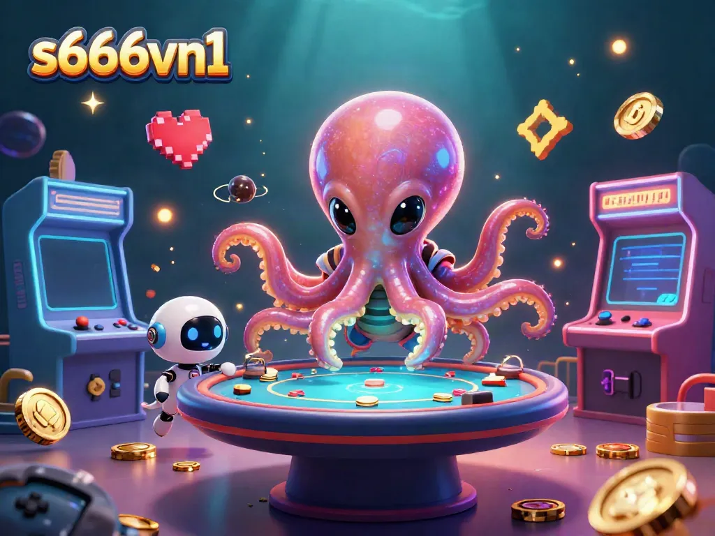 Experience rich gaming with s666vn1's vibrant poker scene featuring an alien octopus.