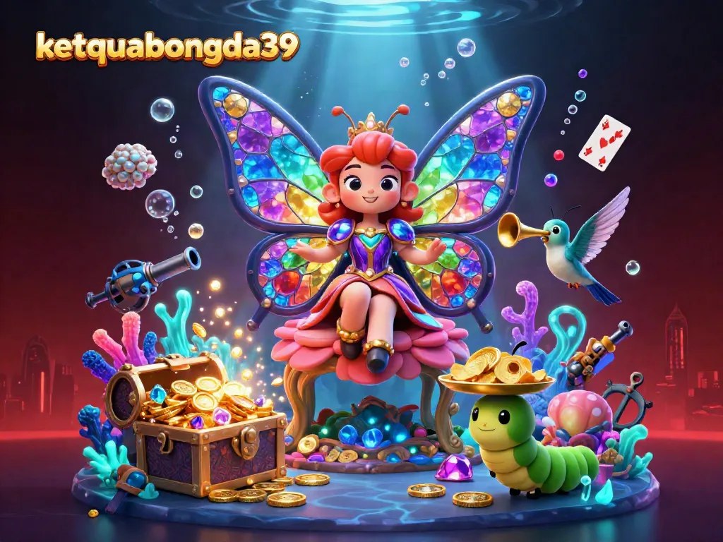 Engage with the thrilling world of ketquabongda39 through a vibrant underwater casino scene filled with treasures and enchanting characters.
