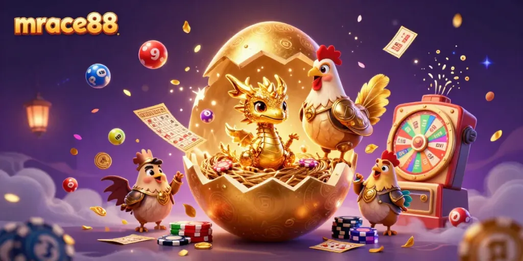 Experience thrilling gaming in mrace88 with vibrant golden elements and dynamic casino features.