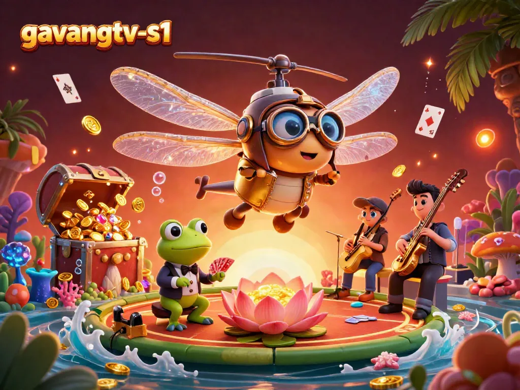Experience thrilling gaming at gavangtv-s1 with a vibrant casino scene featuring animated characters and exciting elements.