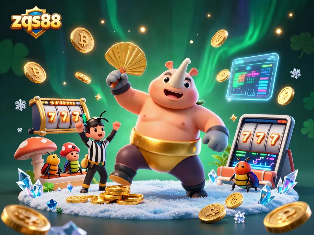 Experience the thrilling action of zqs88 as the sumo champion beetle stomps coins in a vibrant casino.