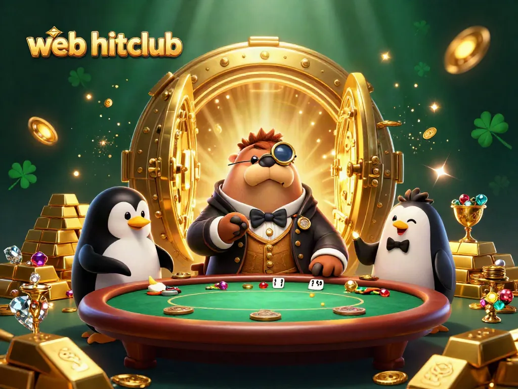 Experience the thrill of web hitclub with a jolly walrus and friends at an underwater poker table.