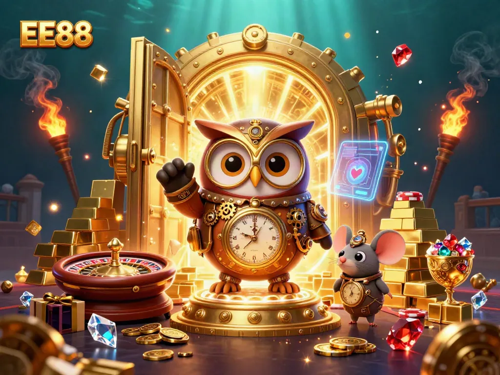 Experience thrilling gaming at EE88 with a vibrant, colorful casino scene featuring exciting elements.